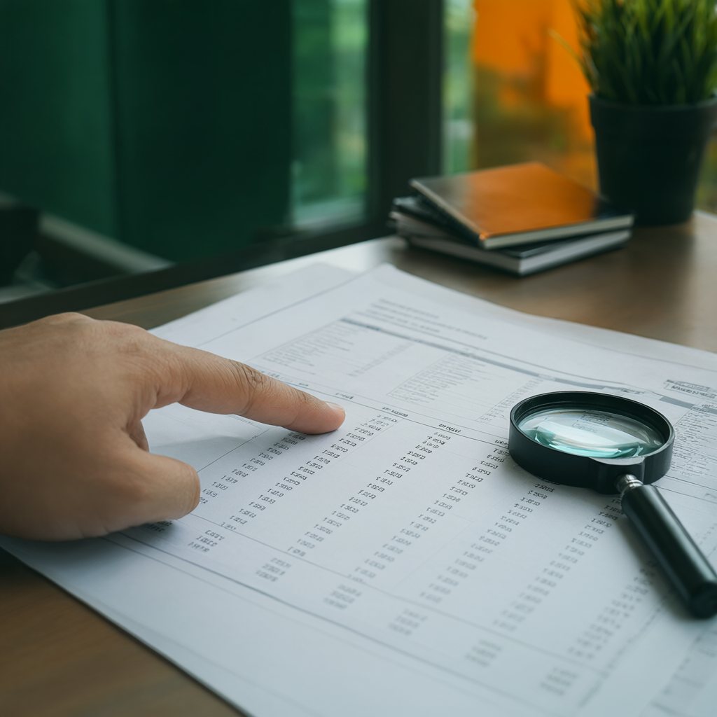 A printed credit report with a pen resting on it
