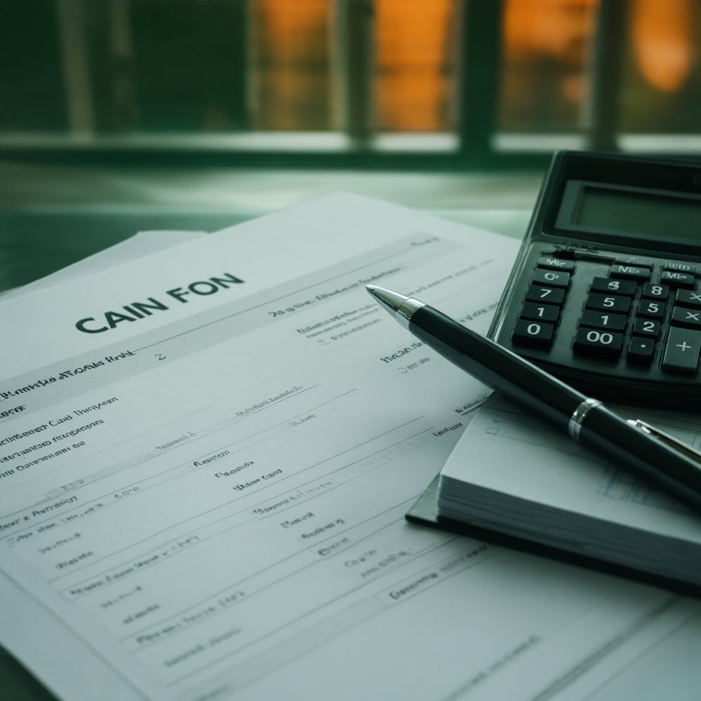 A loan disclosure sheet with a calculator